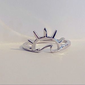 🌊 Beach Wave & ☀️ Sun  Sterling Silver Ring Sz 10- New